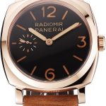 Swiss Panerai Radiomir 1940 Black Dial Rose Gold Case Brown Suede Leather Strap 1453844