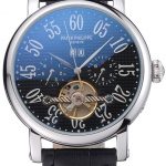 Patek Philippe Grand Complications Stainless Steel Case Black Dial Roman Numerals Black Leather Bracelet 622256