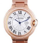 Cartier Ballon Bleu 42mm White Dial Diamonds Pink Gold Case And Bracelet