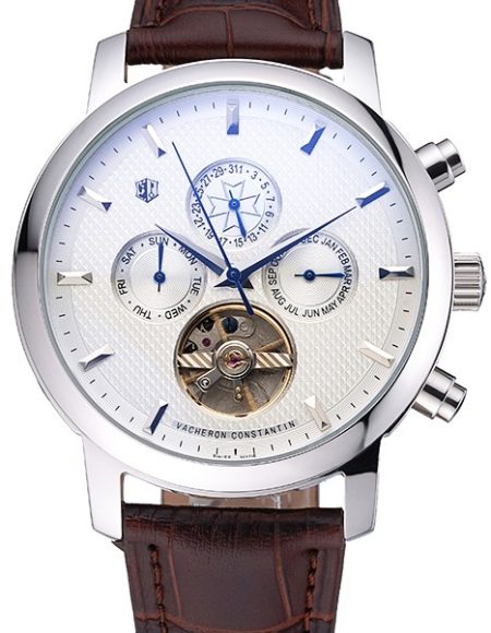 Vacheron Constantin Patrimony Traditionnelle Silver Case Brown Leather Strap 622304