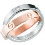 Cartier Love Rose Gold silver double ring 700837