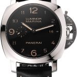 Swiss Panerai Luminor Marina 1950 3 Days Brown Dial Stainless Steel Case Black Leather Strap