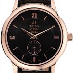 Omega DeVille Prestige Small Seconds Black Dial Gold Case Black Leather Bracelet  622602