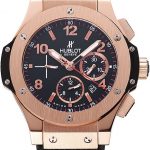 Swiss Hublot Big Bang Black Dial Rose Gold Case Black Rubber Bracelet 1453898