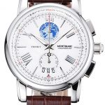 Montblanc Twinfly Chronograph White Dial Brown Leather Bracelet 1454117