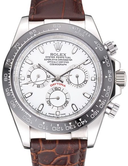 Rolex Cosmograph Daytona Stainless Steel  Case White Dial Brown Leather Bracelet   622631