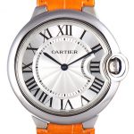 Cartier Ballon Bleu Silver Bezel with White Dial and Orange Leather Band  621550