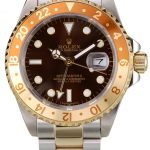 Rolex GMT Master II Gold Colored Ceramic Bezel Brown Dial Watch
