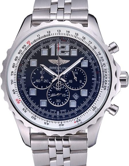 Breitling Professional Chronospace Black Dial Stainless Steel Bracelet  622505