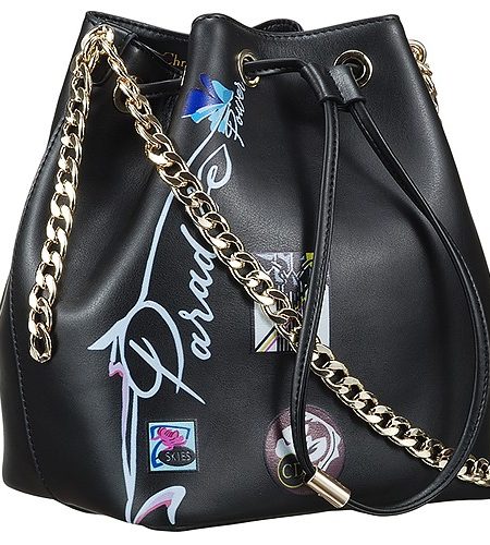 Dior Paradise Bucket Black Printed Gold Chain Handle Bag 18927161