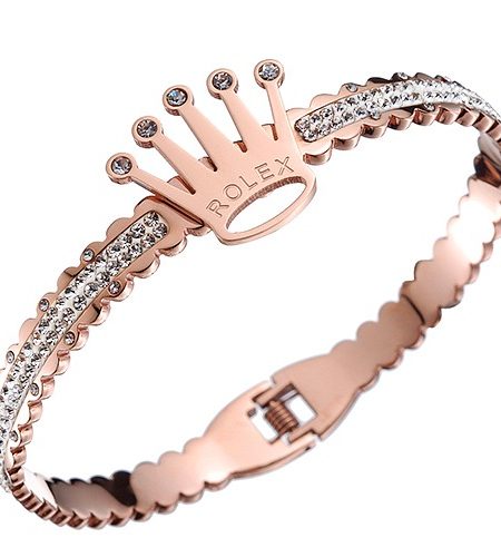 Rolex Crown Diamond Embelished Rose Gold Bracelet  700768