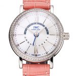 IWC Portofino Day And Night White Dial Stainless Steel Case Pink Leather Strap