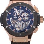 Hublot King Power Tourbillon Black Strap Gold Dial