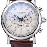 Patek Philippe Grand Complications Perpetual Calendar Stainless Steel Case White Dial Silver Chronograph 622264