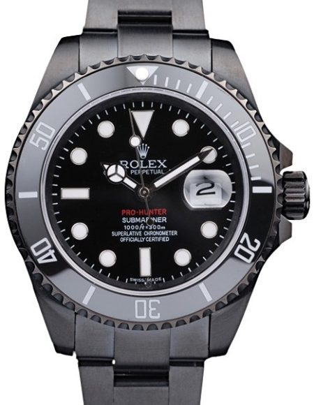 Rolex Swiss Submariner Pro-Hunter Black Steel Strap Black Dial
