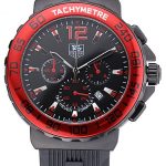 Tag Heuer Formula 1 Chronograph Black Dial Red Bezel Red Numerals  622407