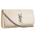 Saint Laurent Monogram Clutch Python Leather Silver Hardware White Bag 18926877