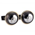 Aigner Engraved Initial Black Cufflinks 700744