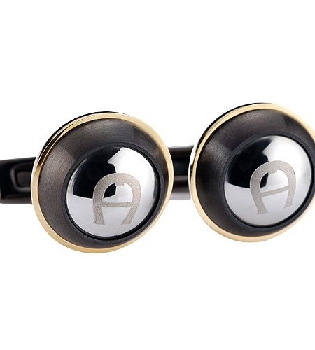 Aigner Engraved Initial Black Cufflinks 700744