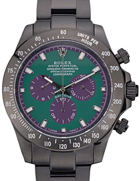 Rolex Daytona Black Ion Plated Tachymeter Black Stainless Steel Strap Green Dial 80246