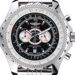 Breitling Bentley Chronograph Black Dial Stainless Steel Strap 98192