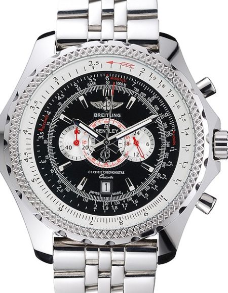 Breitling Bentley Chronograph Black Dial Stainless Steel Strap 98192