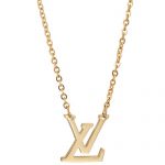 Louis Vuitton Gold LV logo necklace 700827