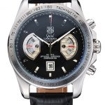 Tag Heuer Carrera Tachymeter Bezel Black Dial Black Leather Strap
