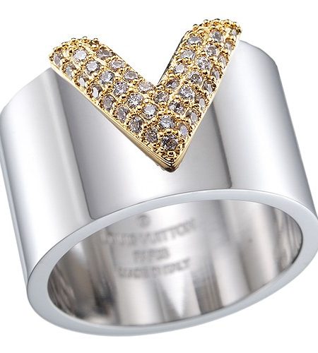 Louis Vuitton Essential V Strass Silver Ring 700742