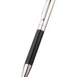 Bvlgari Slim Silver Tipped Black Ballpoint Pen With Bvlgari Engaved Silver Back