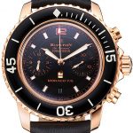 Swiss Blancpain Air Command Monaco YS Black Dial Rose Gold Case Black Leather Strap