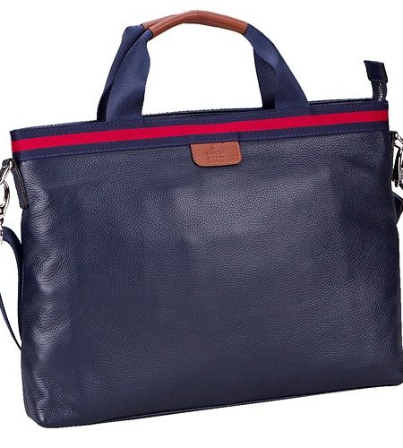 Gucci Web Navy Leather Top Handle Medium Messenger Bag