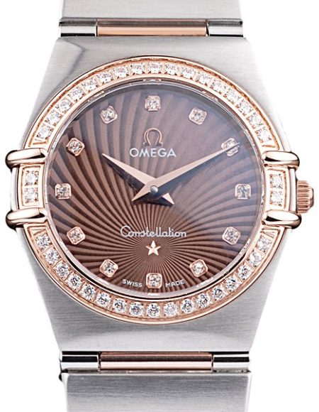Omega Swiss Constellation Jewelry Diamond Case Radial Emblem Brown Dial  98117
