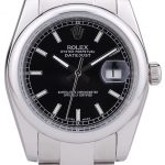 Rolex Datejust Polished Silver Bezel Black Dial 7467