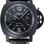 Panerai Luminor Black Ionized Stainless Steel Case Black Dial Black Leather Strap 98162