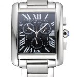 Cartier Tank MC Black Dial Stainless Steel Case And Bracelet  622698