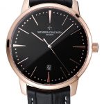Swiss Vacheron Constantin Patrimony Black Dial Rose Gold Case Black Leather Bracelet    1454168