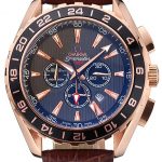 Omega Seamaster Aqua Terra Chrono GMT Teak-Grey Dial Brown Leather Bracelet  622536