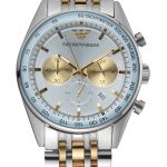 Emporio Armani Sportivo Chronograph Silver Dial Two Tone Stainless Steel Bracelet  622350
