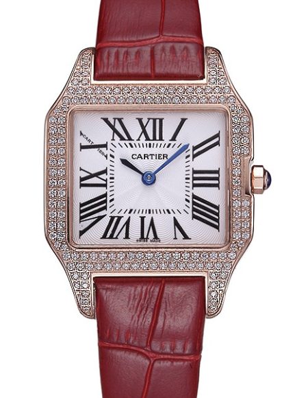Cartier Santos 100 Diamond Rose Gold Bezel 621917