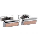 Emporio Armani Engraved Silver And Rose Gold Cufflinks 700763