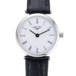 Longines La Grande Classique White Dial Black Leather Band Femme  622128