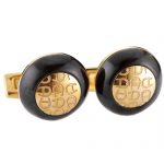 Aigner Engraved Initial Wood And Gold Cufflinks 700748
