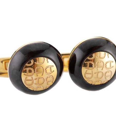 Aigner Engraved Initial Wood And Gold Cufflinks 700748