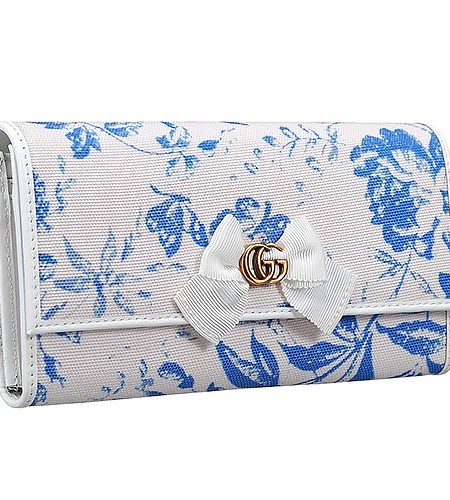 Gucci Blue Flower Print Continental Canvas Wallet 18927227