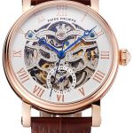 Patek Philippe Grand Complications White Skeleton Dial Rose Gold Case Brown Leather Strap 1453808