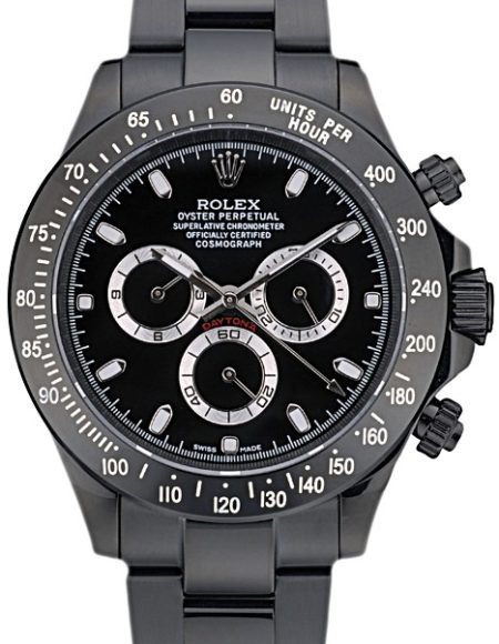 Rolex Daytona Black Ion Plated Tachymeter Black Stainless Steel Strap Black Dial 80247