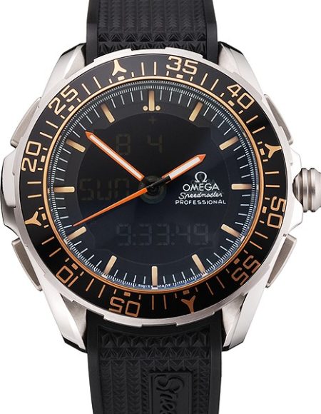 Omega Speedmaster Skywalker X-33 Black Dial Orange On Black Bezel Stainless Steel Case Black Rubber Strap