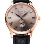 Patek Philippe Calatrava Gray Dial Rose Gold Case Black Leather Strap