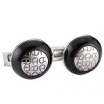 Aigner Engraved Initial Wood Silver Cufflinks 700750